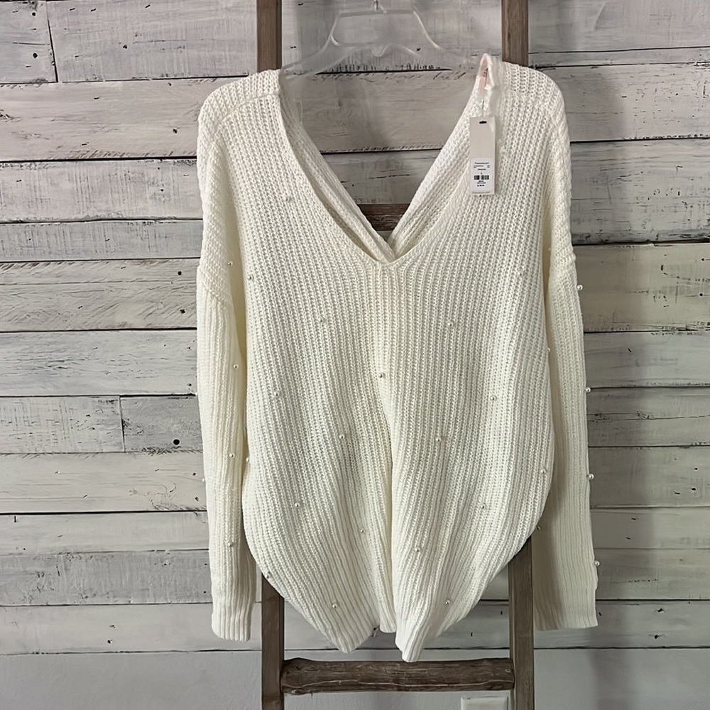 BNWT Size Large Twist Back Sweater with Pearls